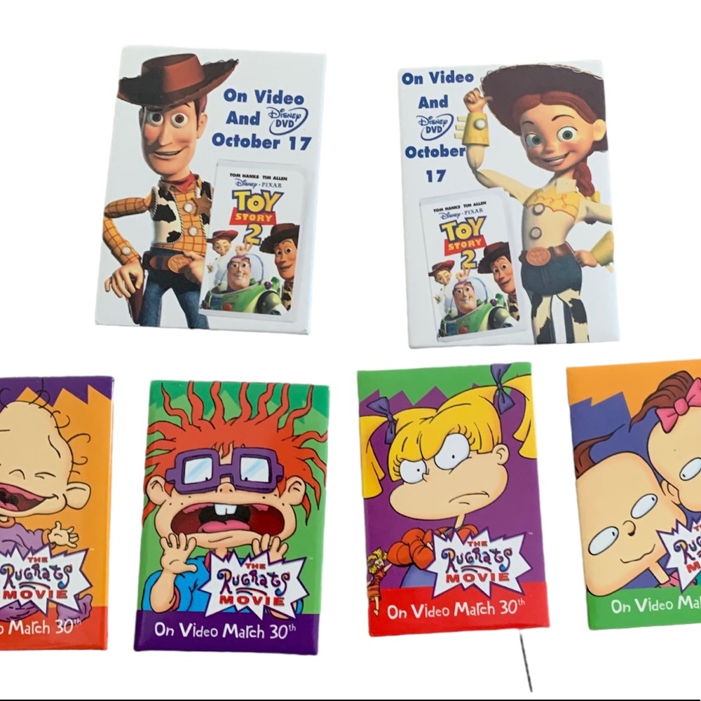 6 Vintage Movie Promo Pins Lapel collector Rugrats Toy Story 2